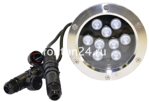 Подводный светодиодный прожектор (LED) 9 диодов, 25°, 12V.DC, теплый белый Подводный светодиодный прожектор (LED) 9 диодов, 25°, 12V.DC, теплый белый